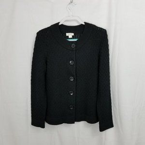 Christopher & Banks, Black button up sweater, L